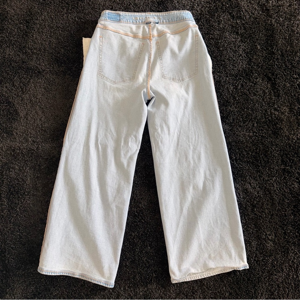 American Eagle Super High Rise Baggy Wide
Leg Ankle Jeans Strigid Denim Size 2 - Picture 13 of 13